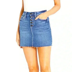Bcbgeneration Button-fly Denim Mini Skirt In Tina